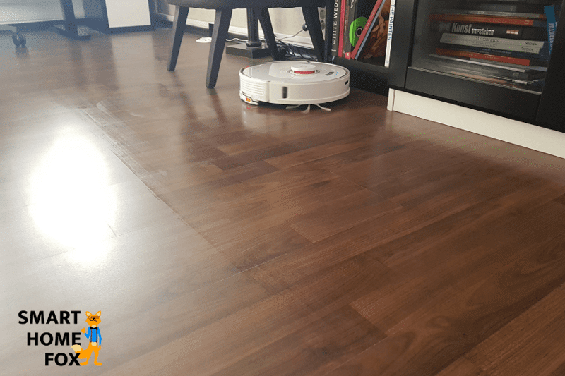 The Roborock S7 mops the floor in the study
